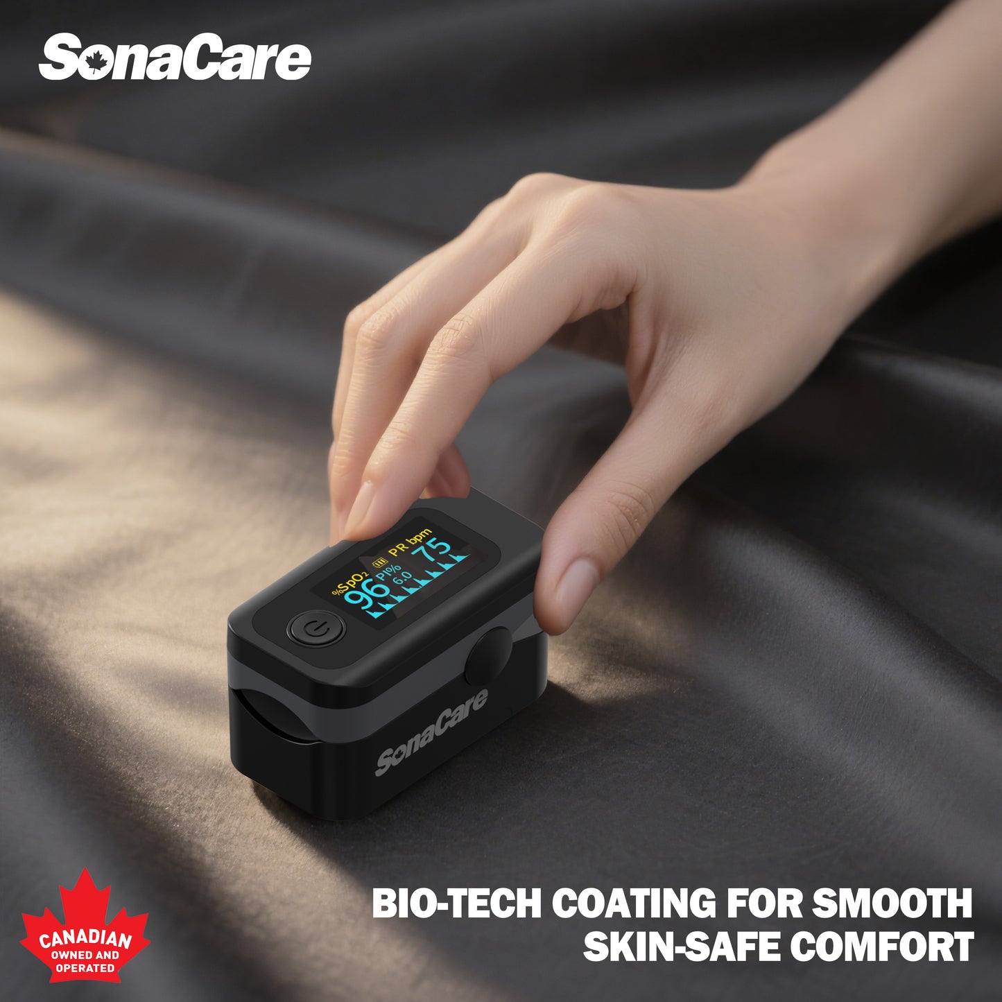 SonaCare Finger Pulse Oximeter - Heart Rate, Blood Oxygen SpO2 Monitor