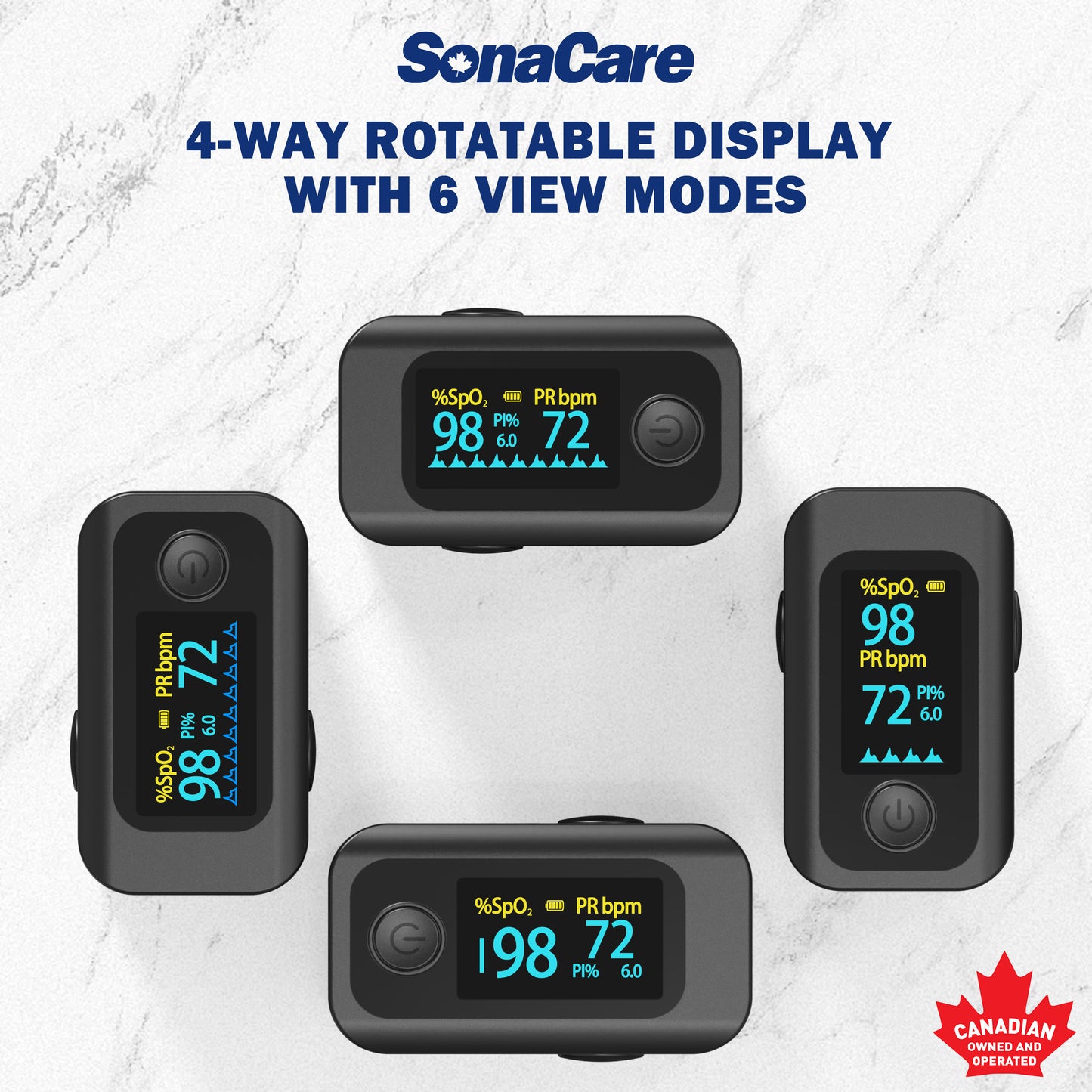 SonaCare Finger Pulse Oximeter - Heart Rate, Blood Oxygen SpO2 Monitor